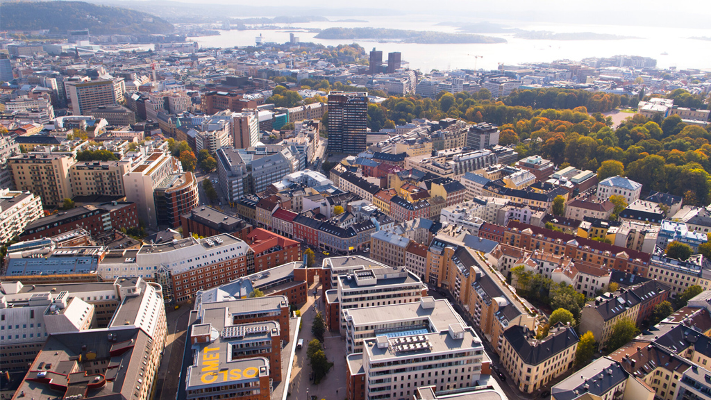 Pilestredet i Oslo sett fra luften